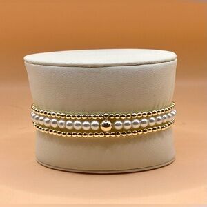 14K Gold filled & Pearl Bracelet; Non tarnish; water & sweat proof; 3 bracelets.